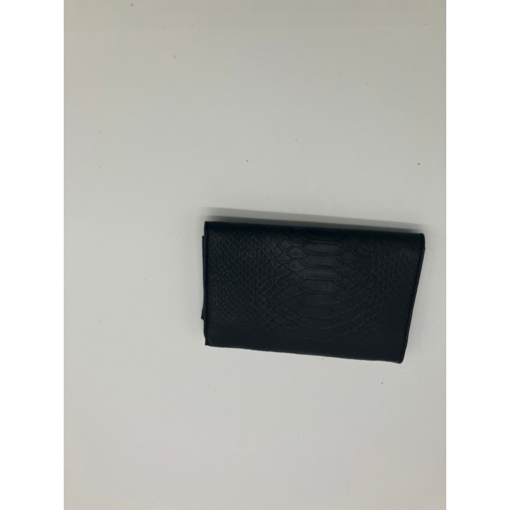 A New Day Black Pebbled Faux Leather Accordion Wallet Gold Snap Closure Women - Picture 2 of 6